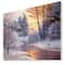 Designart - Winter Forest in River - Landscapes Painting Print on Natural Pine Wood